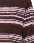 Hallo Pullover in Fudge with Pink Stripes