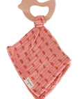 Cotton Cuddle Cloth with Bird Teething Ring Coral