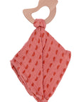 Cotton Cuddle Cloth with Bird Teething Ring Coral
