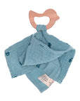 Cotton Cuddle Cloth with Bird Teething Ring in Blue