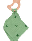 Cotton Cuddle Cloth with Bird Teething Ring Green