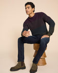 Twisted Colourblock Jumper in Plum Multi