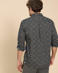 Geo Floral Printed Shirt in Navy