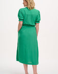 Carlota Midi Dress in Green, Folk Floral Embroidery