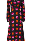 Marcie Midi Dress in Black Split Polka Dot