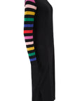 Liselle Midi Knit Dress in Black Rainbow Sleeves