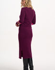 Dania Knit Dress in Burgundy Striped Sleeves
