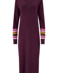 Dania Knit Dress in Burgundy Striped Sleeves