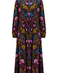 Dottie Maxi Shirt Dress in Black with Jungle Panther Pattern