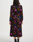 Dottie Maxi Shirt Dress in Black with Jungle Panther Pattern