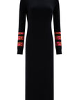 Liselle Midi Knit Dress in Black with Leopard Stripes