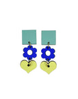 Ava Earrings in Duck Egg, Cobalt blue and Lemon
