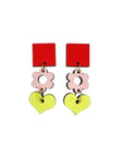 Ava Earrings in Red, Peach and Lemon