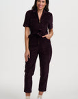 Meredith Boiler Suit in Dark Plum Chord