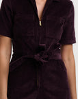 Meredith Boiler Suit in Dark Plum Chord