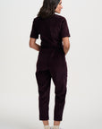 Meredith Boiler Suit in Dark Plum Chord
