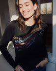 Cece Sequin Jumper in Black, Sequin Wave