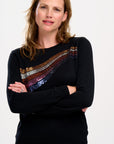 Cece Sequin Jumper in Black, Sequin Wave