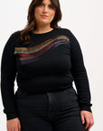 Cece Sequin Jumper in Black, Sequin Wave