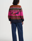 Yvette Cardigan in Multi Running Horses