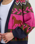 Yvette Cardigan in Multi Running Horses