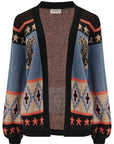 Yvette Cardigan in Black with Climbing Tiger Pattern