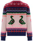 Solana Knitted Bomber in Multi in Navy Duck Instarsia