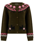 Olana Cardigan in Olive Goat Meadow Fairisle