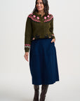 Olana Cardigan in Olive Goat Meadow Fairisle