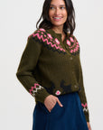Olana Cardigan in Olive Goat Meadow Fairisle
