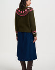 Olana Cardigan in Olive Goat Meadow Fairisle