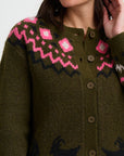 Olana Cardigan in Olive Goat Meadow Fairisle