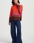 Serita Roll Neck Jumper in Orange Section Stripes