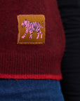 Amber Knit Vest in Burgundy with Red Trim