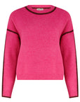 Rozalia Jumper in Hot Pink in Burgundy Trim