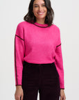 Rozalia Jumper in Hot Pink in Burgundy Trim