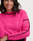 Rozalia Jumper in Hot Pink in Burgundy Trim