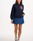 Trixie Mini Skirt in Deep Blue Denim