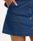 Trixie Mini Skirt in Deep Blue Denim