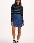 Trixie Mini Skirt in Deep Blue Denim