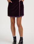 Suzie Cord Mini Skirt in Dark Plum