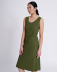 Gathered Dress in Khaki
