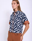 Printed Cotton Shirt with Waves