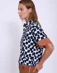 Printed Cotton Shirt with Waves