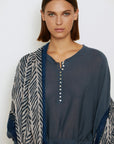 Ethnic Print Scarf in Navy