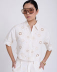 Swiss Embroidered Cotton Shirt