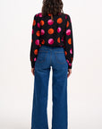 Ronnie Puff Sleeve Top in Black | Split Polka Dot