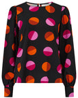 Ronnie Puff Sleeve Top in Black | Split Polka Dot