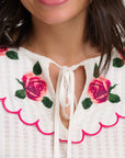 Nessie Blouse in Off White with Blooming Roses