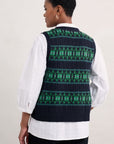 Partridge Fair Isle Waistcoat Vest in Porcelain Maritime Hedgerow